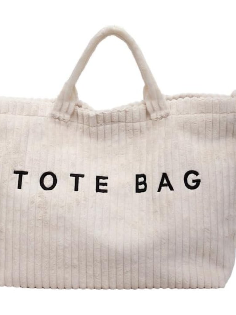 Women Large Soft Corduroy Tote Bag Stylish Top Handle Bag Casual Daily Purse Tre